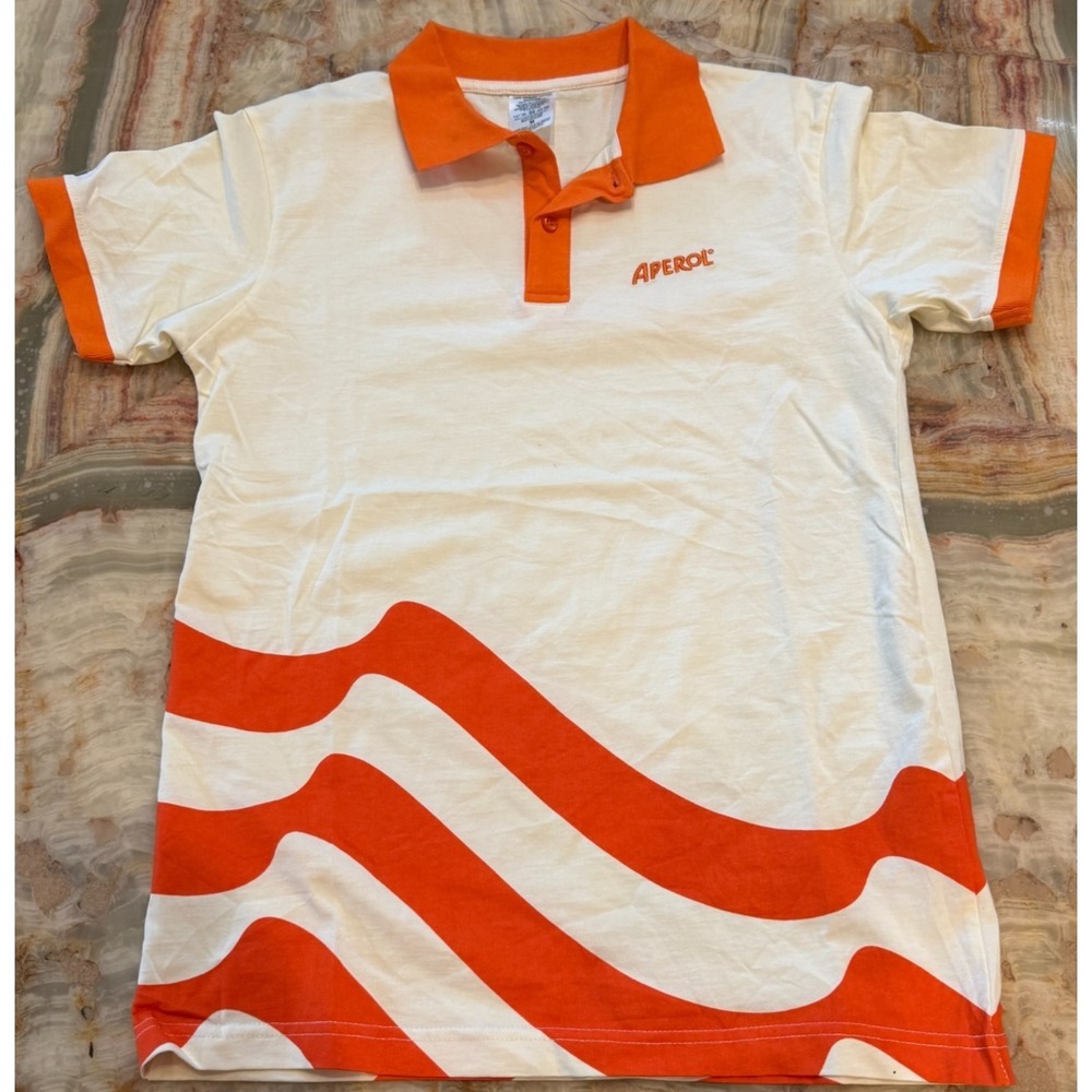 Aperol Mens Official 2025‎ US Open Polo Shirt Cream Orange Promo Tennis Size M